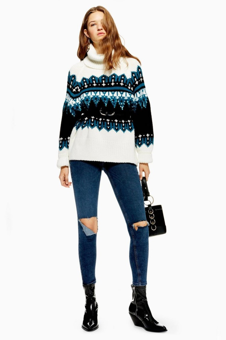 KNIT WEAR - Sequin Oversized Fair Isle Jumper £59.00