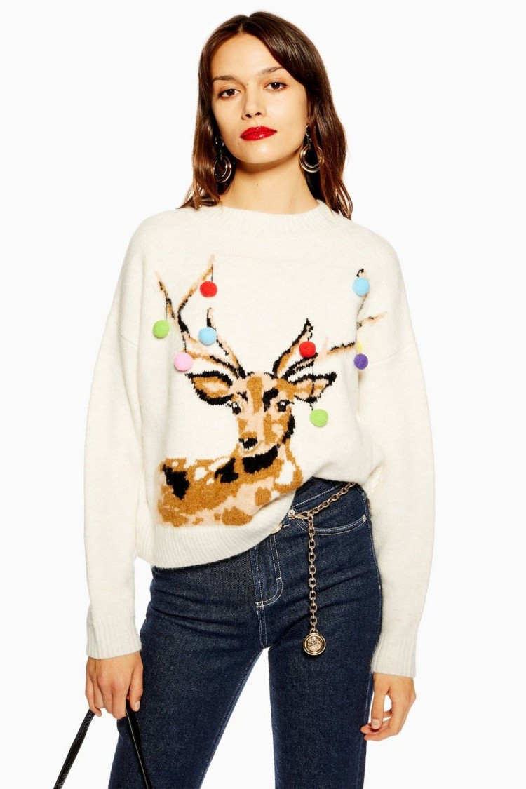 Christmas Stag Pom Pom Jumper £39.00!