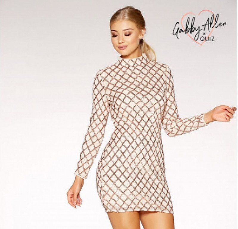 SAVE £15 on this Nude And Rose Gold Sequin Bodycon Dress!