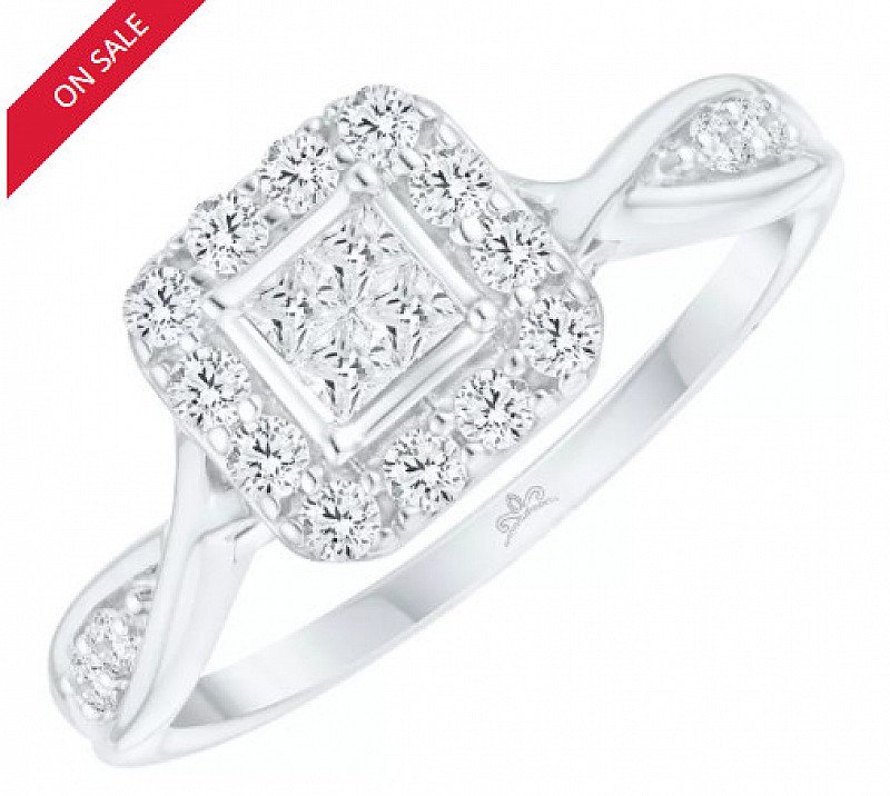50% OFF this 9ct White Gold 2/5ct Diamond Princessa Ring!