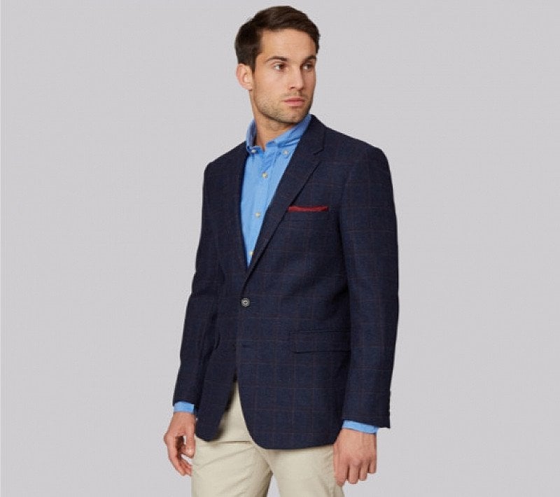 SAVE 60% on this Navy/Wine Windowpane Regular Fit Jacket!