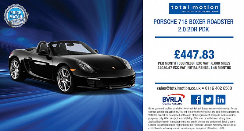 Porsche Boxer Roadster 718 from only £447.83 + VAT p/m | Business Leasing Special Offer