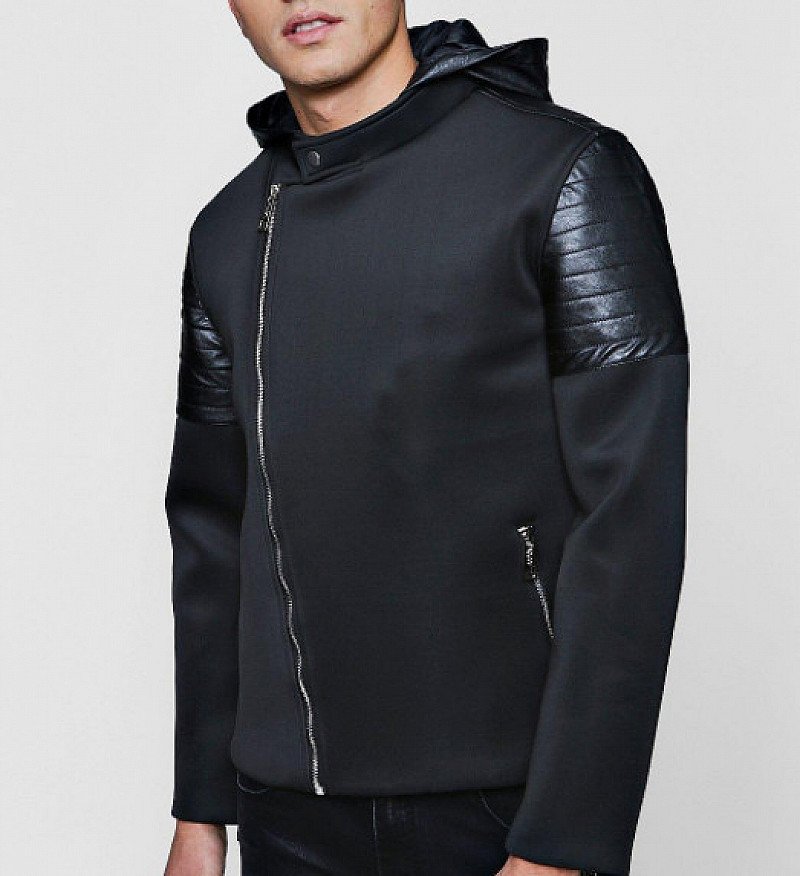 SAVE 60% on this Mens Biker Panel Scuba Hooded Jacket!