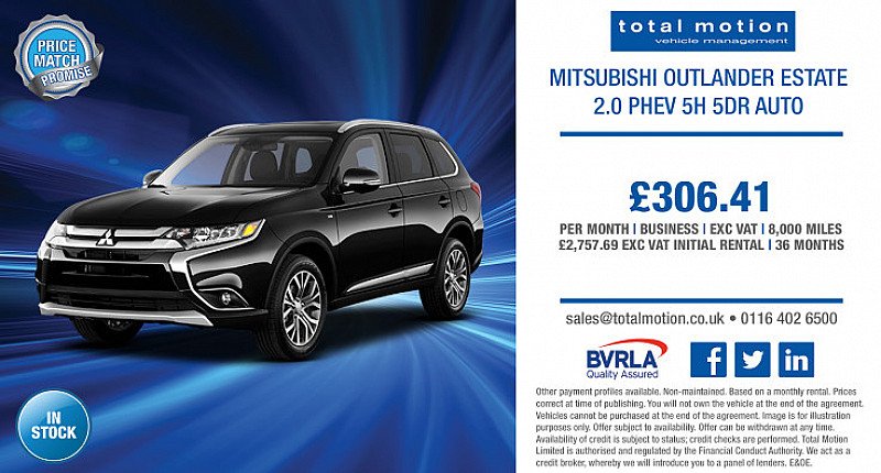 Mitsubishi Outlander 2.0 PHEV 5h Auto | Business Leasing Offer for £306.41 p/m!