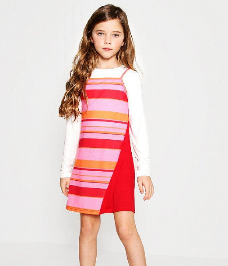 Girls Two Piece Colour Block Dress - SAVE 64%!
