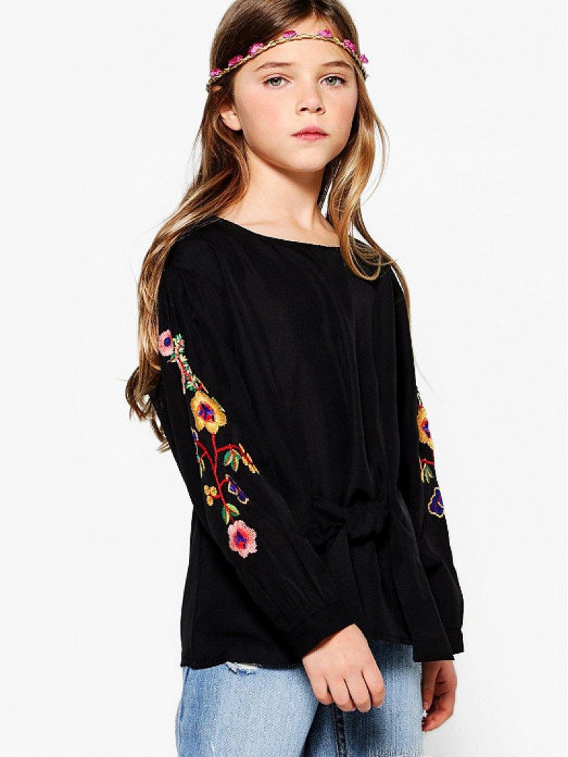 1/2 PRICE - Girls Embroidered Puff Sleeve Shirt!