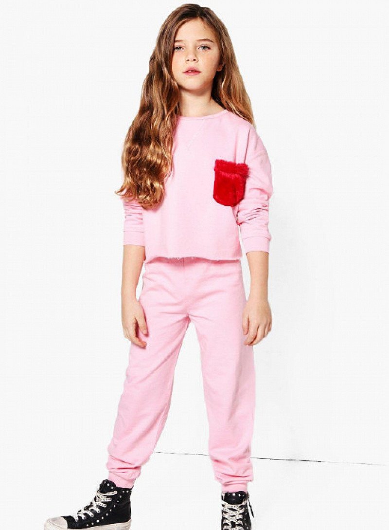 1/2 PRICE - Girls Faux Fur Pocket Top & Jogger Set!