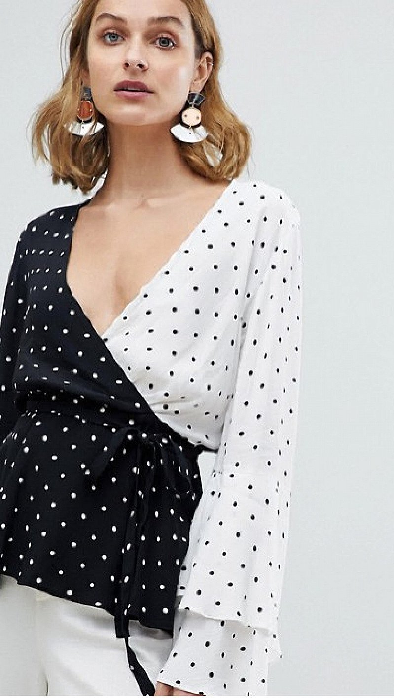 Save 20% on this River Island Mixed Spot Wrap Front Blouse