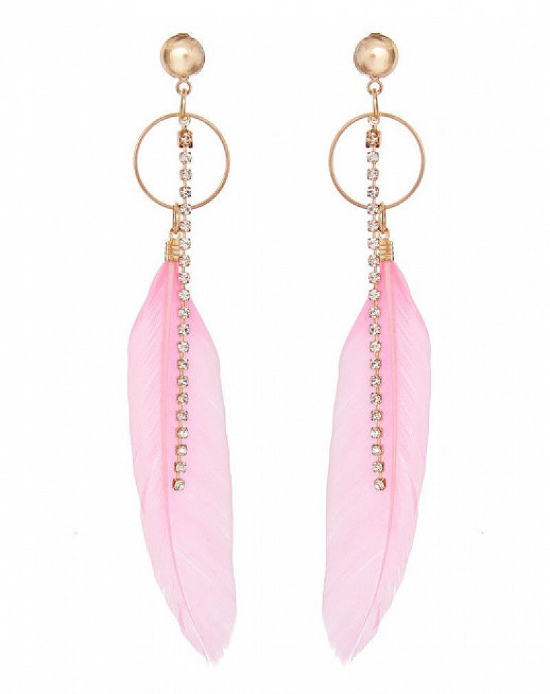 FESTIVAL INSPO - 1/3 OFF these Pink Feather Chain Earrings!