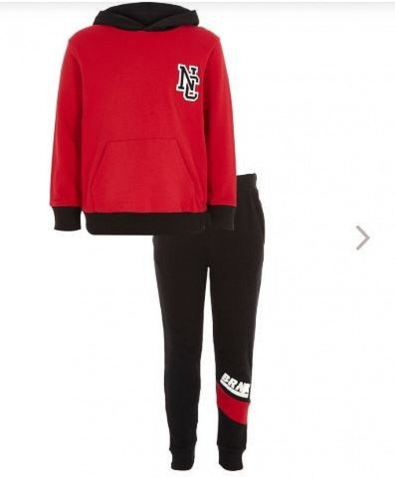SAVE 50% on this Boys red and navy hoodie joggers outfit!