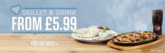 Get together and get stuck in Skillet & Drink - £5.99!