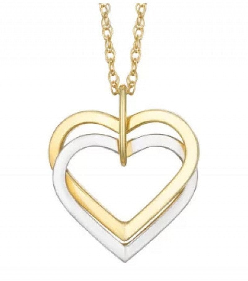 60% OFF - Together Silver & 9ct Bonded Gold Double Heart Pendant!