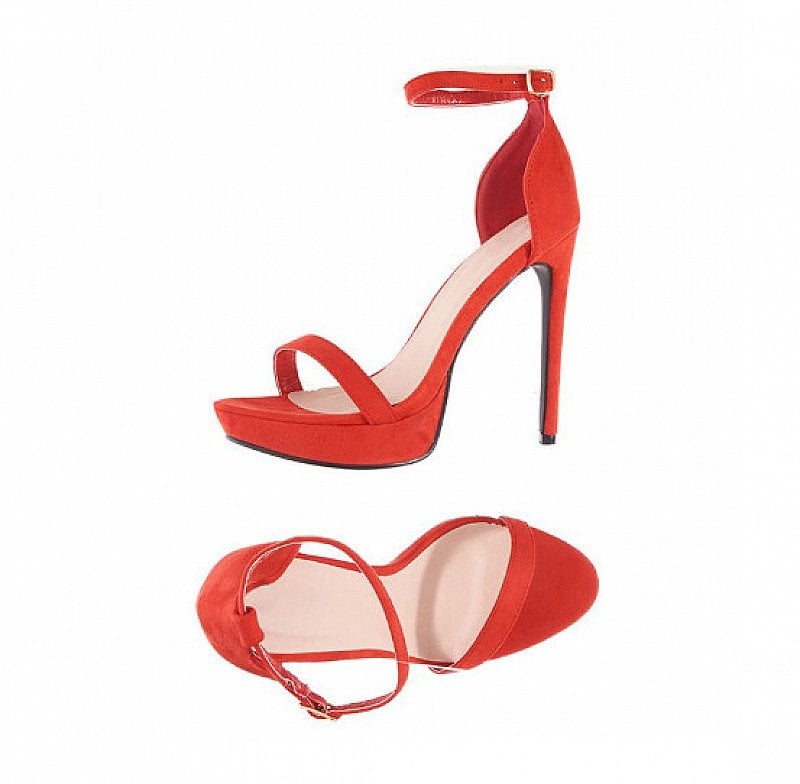 SAVE 1/3 on these Red Faux Suede Platform Sandals!