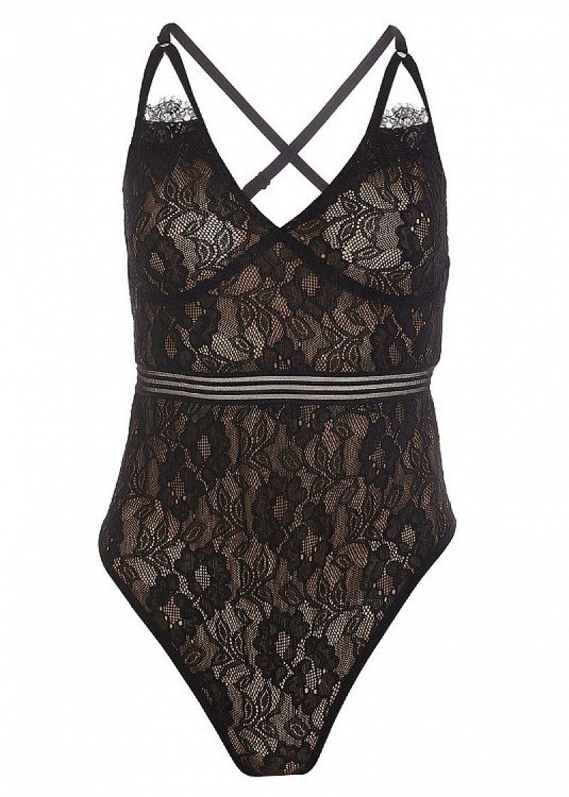 40% OFF - Black And Stone Lace Bodysuit!