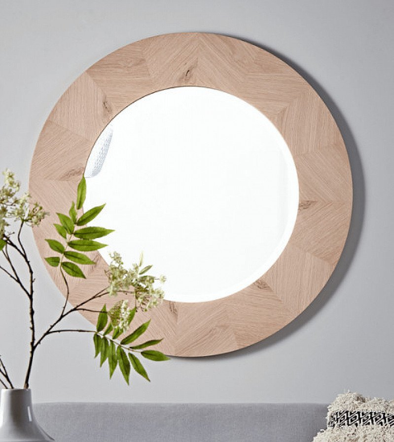 50% OFF - Chevron Oak Round Mirror!