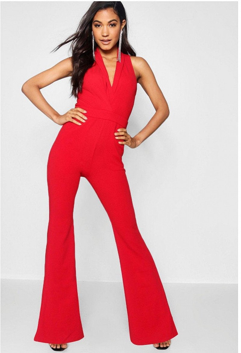 Flare Leg Plunge Jumpsuit - LESS THAN 1/2 PRICE!