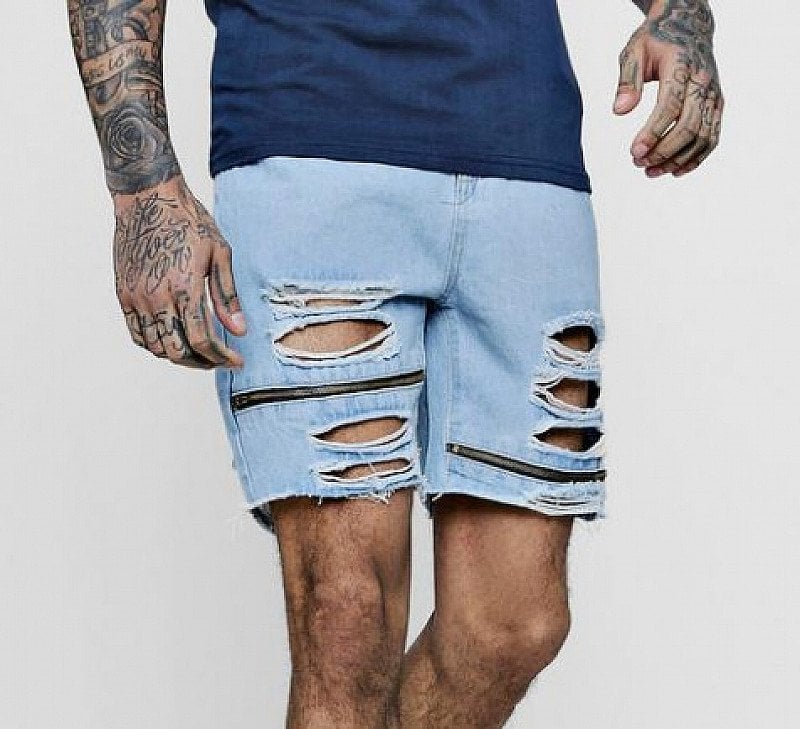 SAVE 70% on Loose Fit Skater Denim Shorts With Zips!