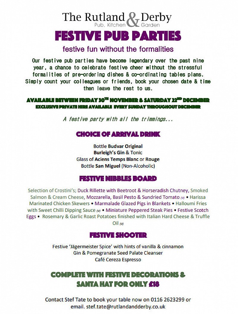 Our festive pub parties are legendary. Book Now!