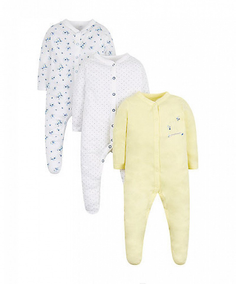 SAVE £4.00 - floral and bunny sleepsuits - 3 pack