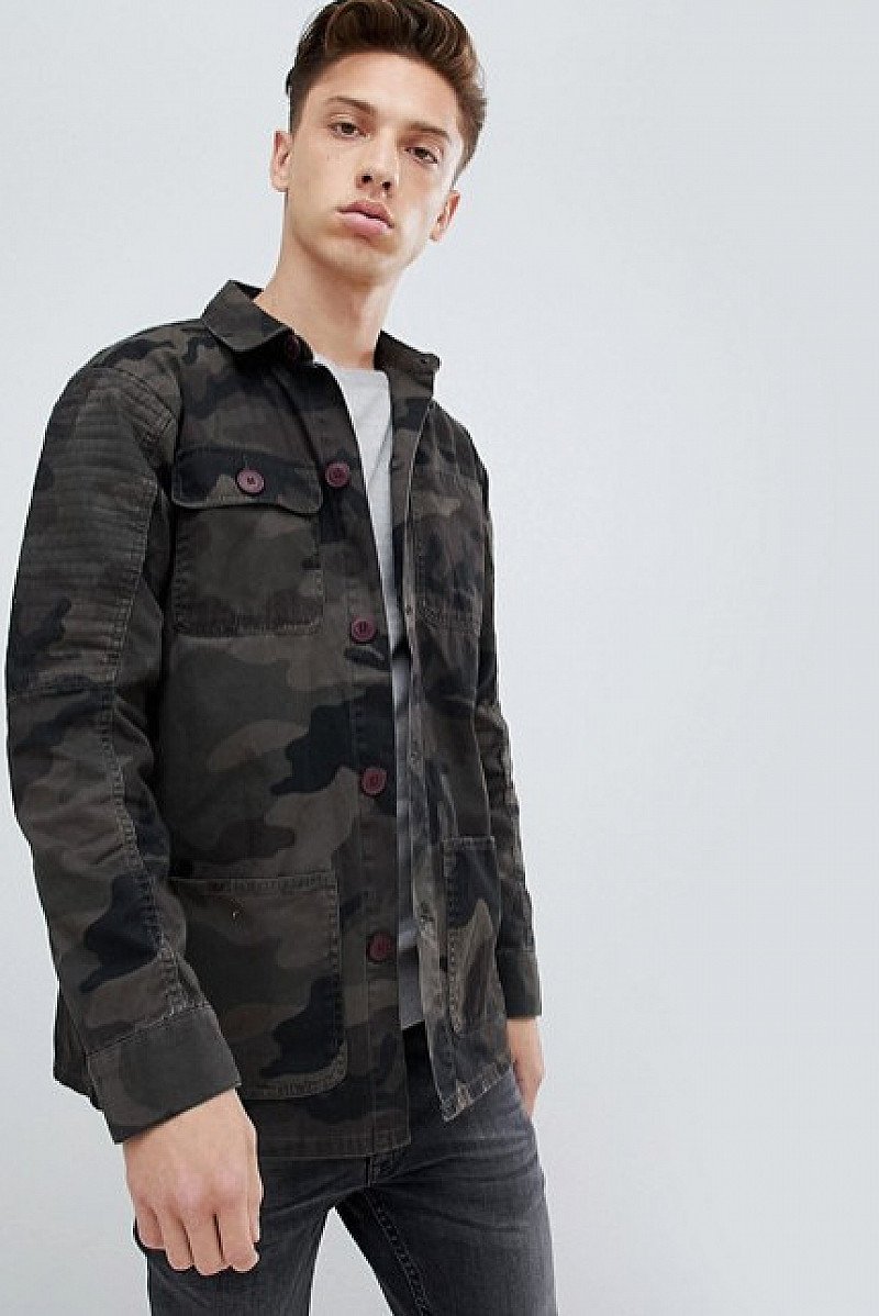 Brave Soul Camo Print Shacket
