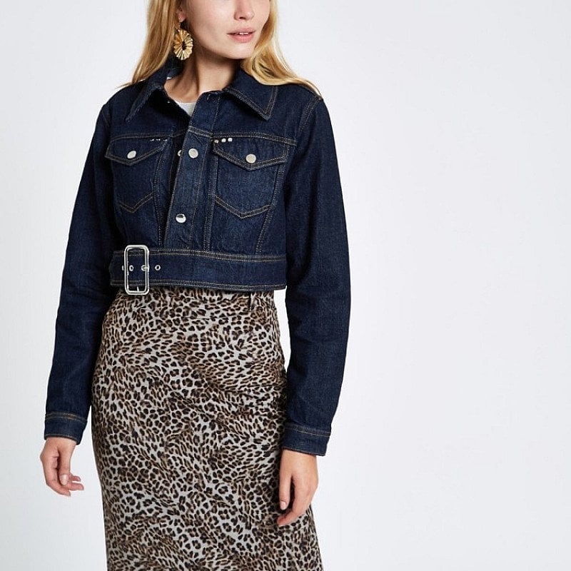 SALE - Dark blue denim buckle hem cropped jacket!