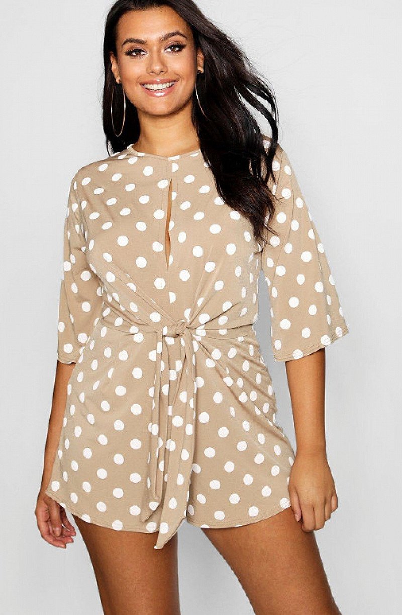 SAVE 50% - Plus Spotty Twist Front Playsuit!