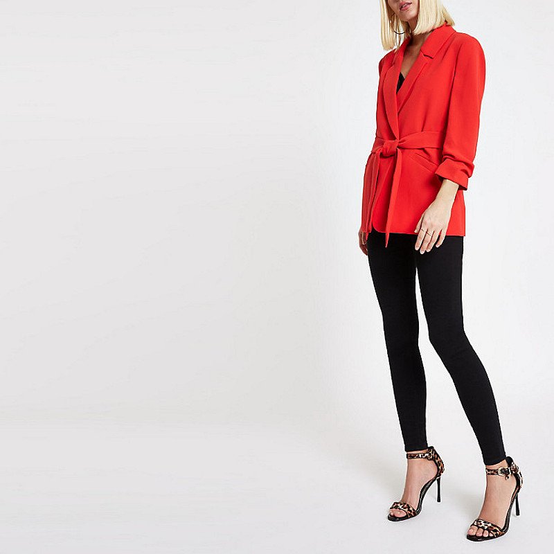SAVE £30.00 - Red ruched sleeve tie waist blazer!