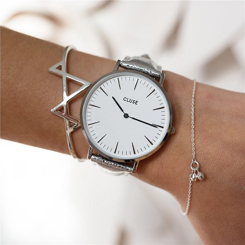 SALE, SAVE 33% - CLUSE LA BOHÈME SILVER METALLIC WATCH!