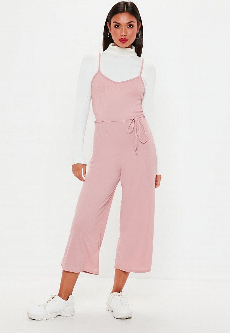 SALE - pink ribbed culotte jumpsuit!