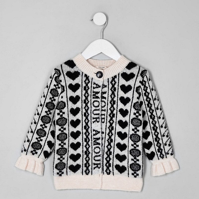 SALE, SAVE £6.00 - Mini girls black ‘amour’ print cardigan!