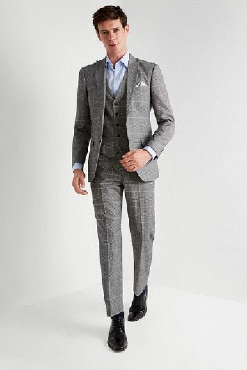 SALE, BIG CHRISTMAS SAVINGS - Moss Esq. Regular Fit Black and White Check Suit!