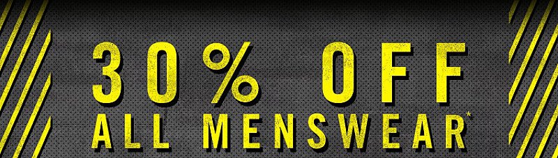 30% off All Men's Wear!
