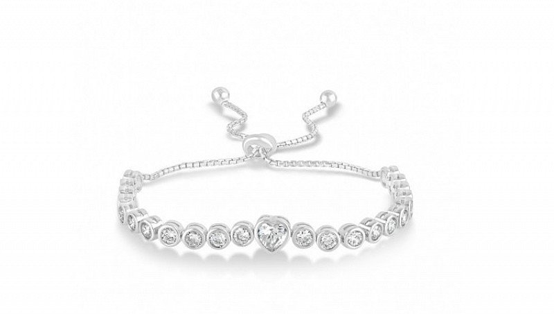 Special Price - Sterling Silver & Cubic Zirconia Slider Bracelet