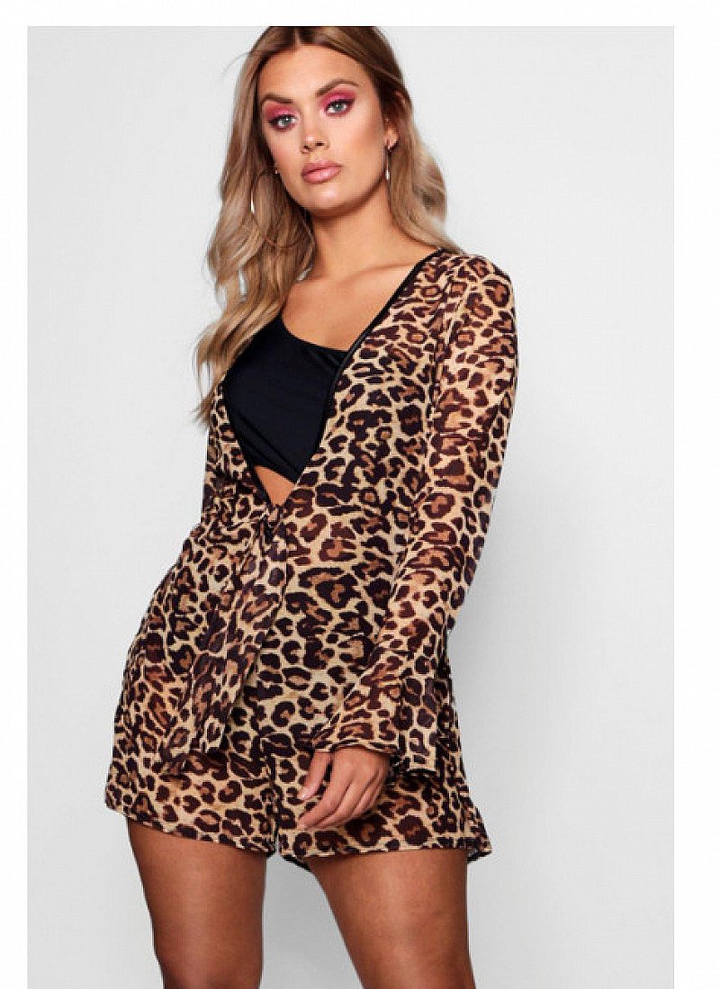GET 55% OFF PARTY SEASON - Plus Collins Leopard Tie Playsuit!