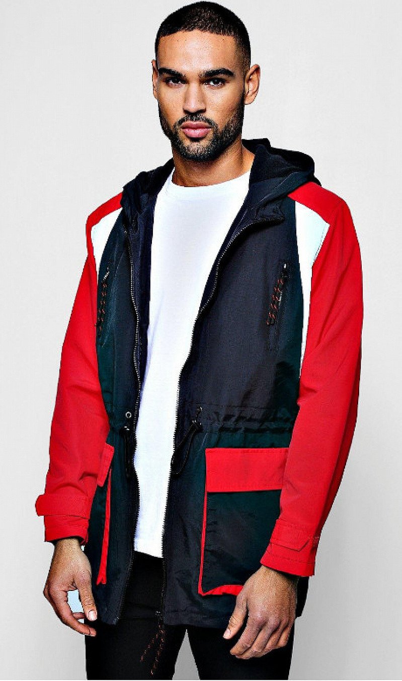 Save- Longline Fleece Lined Colour Block Windbreaker