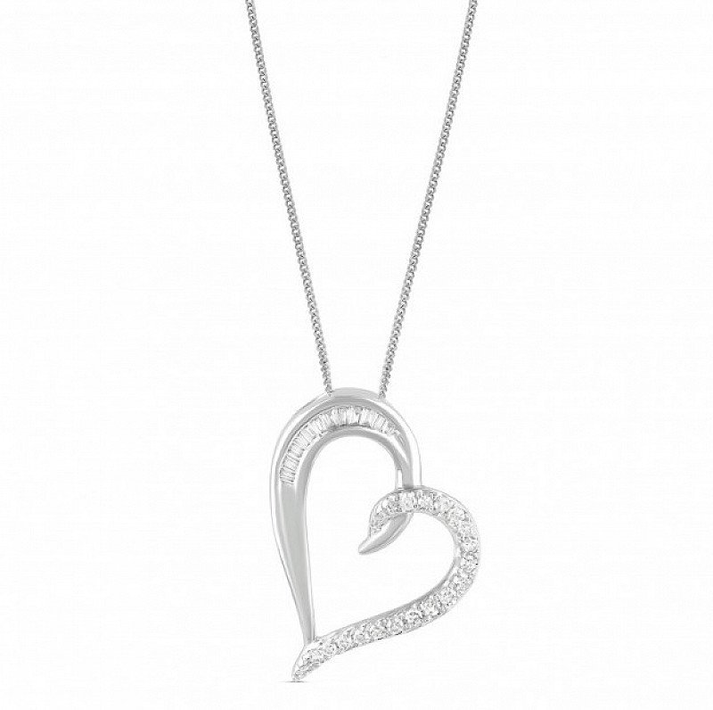 Special Price - 9ct White Gold 0.15ct Diamond Heart Pendant