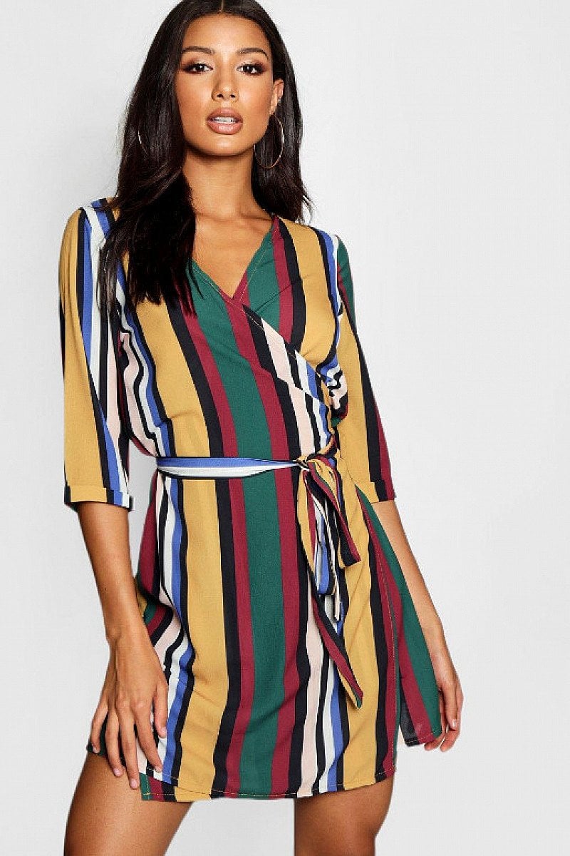 SAVE ON PARTY WEAR - Stripe Wrap Shift Dress, 50% OFF!