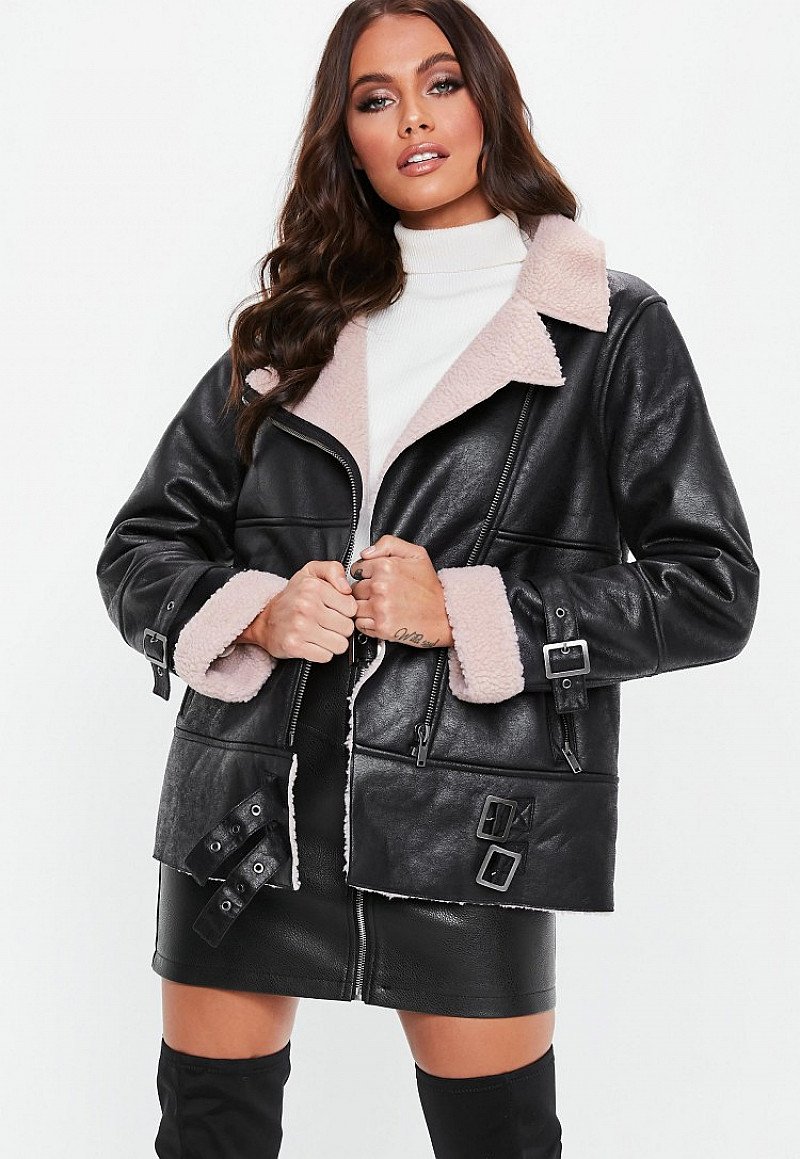 SAVE BIG ON BOXING DAY SALES - black contrast borg aviator!