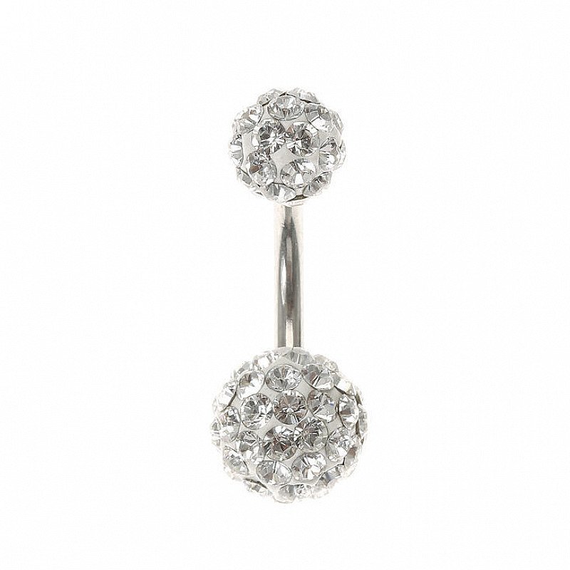 SALE, SAVE ON BODY JEWELLERY - Silver Swarovski Crystal Belly Bar B1G1FREE!