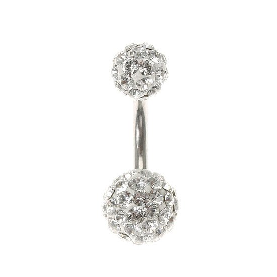 SALE, SAVE ON BODY JEWELLERY - Silver Swarovski Crystal Belly Bar B1G1FREE!