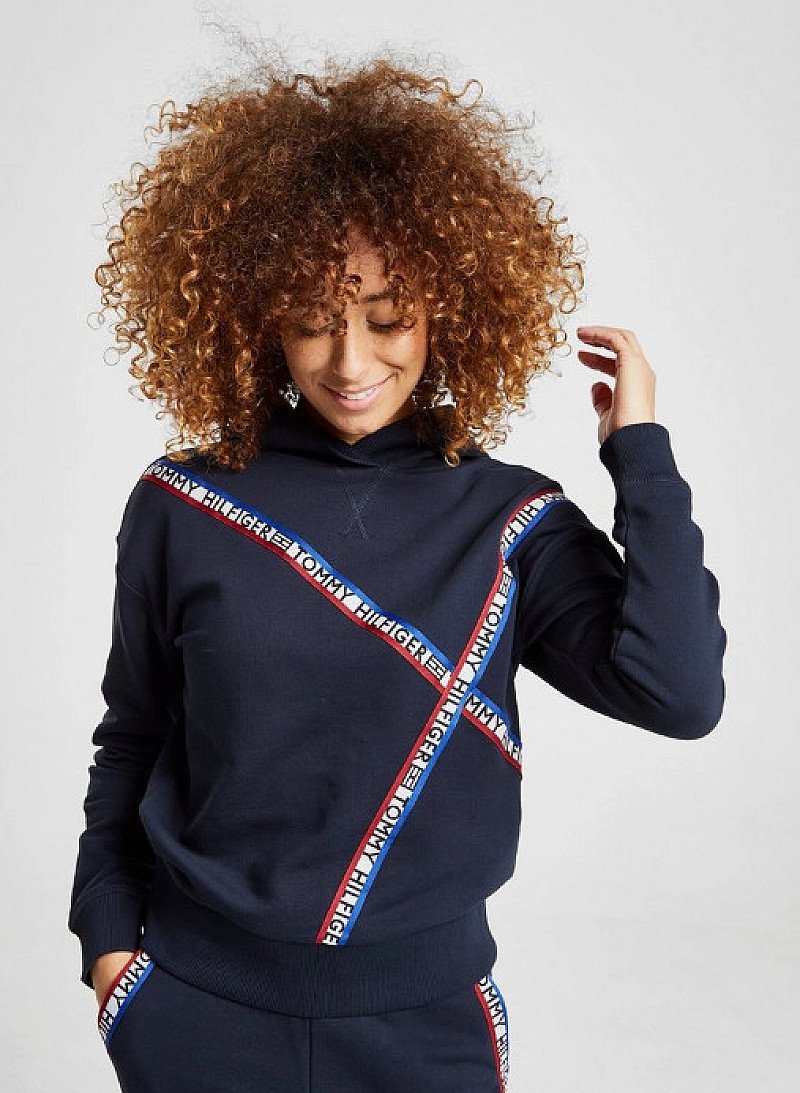 SALE ON TOMMY HILFIGER - Tommy Hilfiger Tape Crop Hoodie!