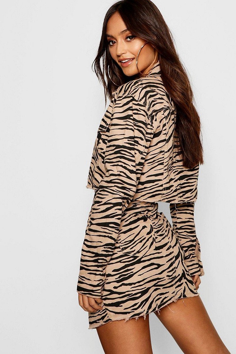 ALL ABOUT THE PRINTS, UP TO 50% OFF - Petite Zebra Print Denim Mini Skirt!