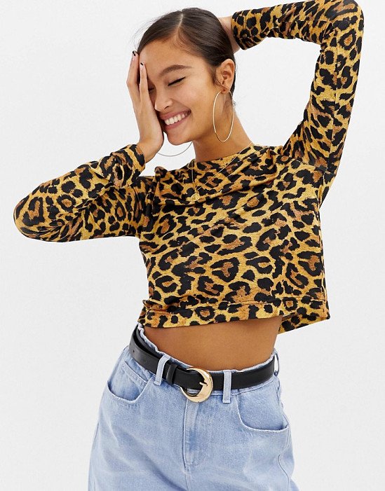 SALE - COLLUSION boxy long sleeve top in leopard print!