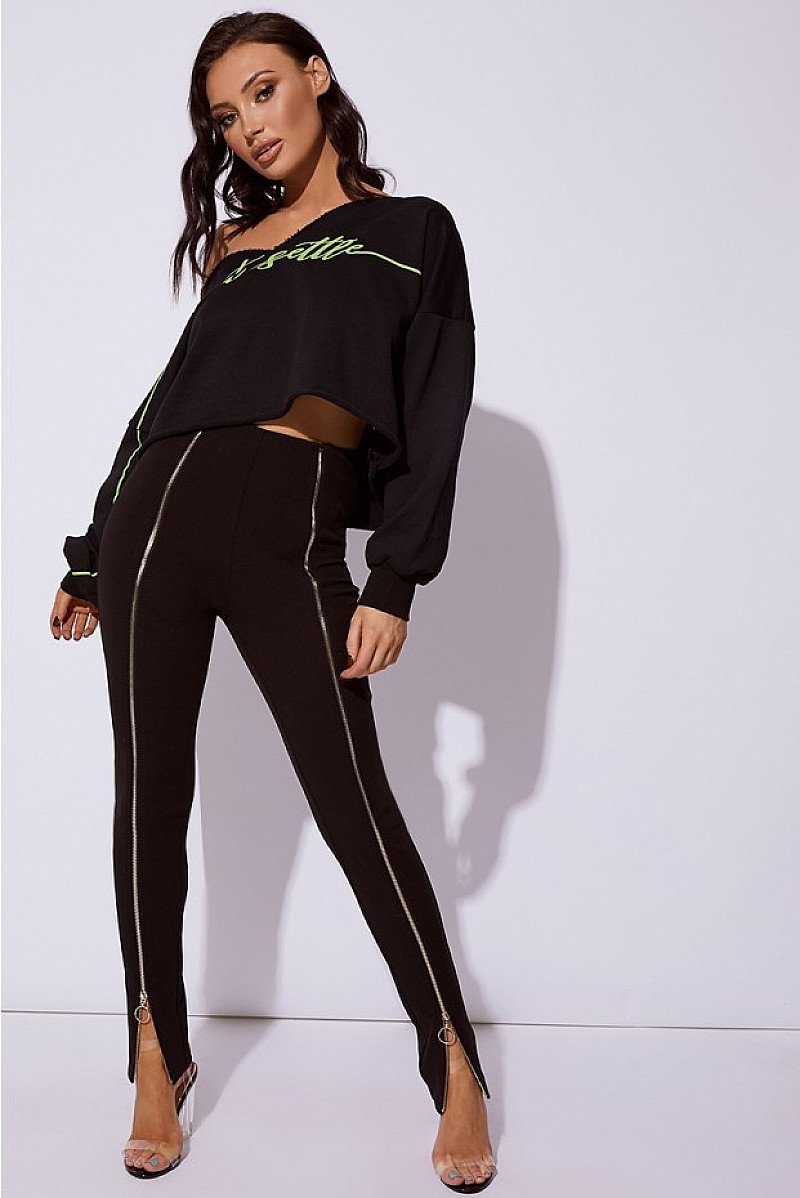 SALE - CC CLARKE BLACK ZIP FRONT TROUSERS!
