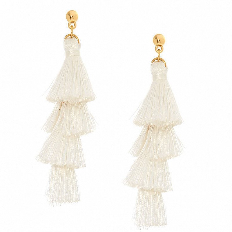 SALE - White Tiered Tassel Drop Earrings!