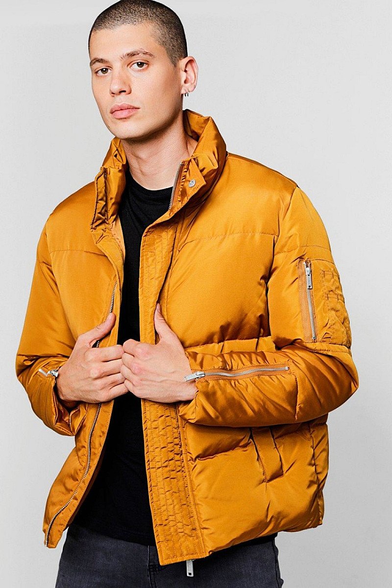 MEN'S SALE - FUNNEL NECK ZIP DETAIL PUFFER JACKET!