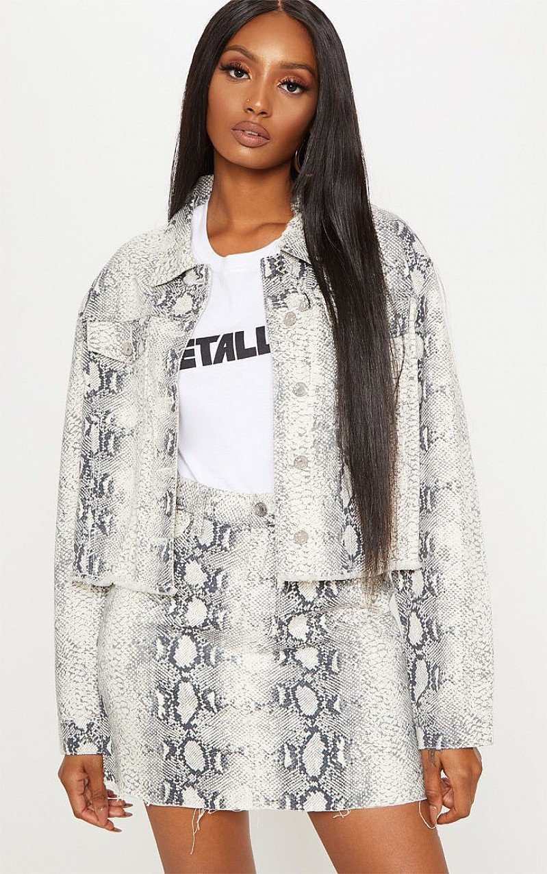 SALE - GREY SNAKE PRINT DENIM JACKET!