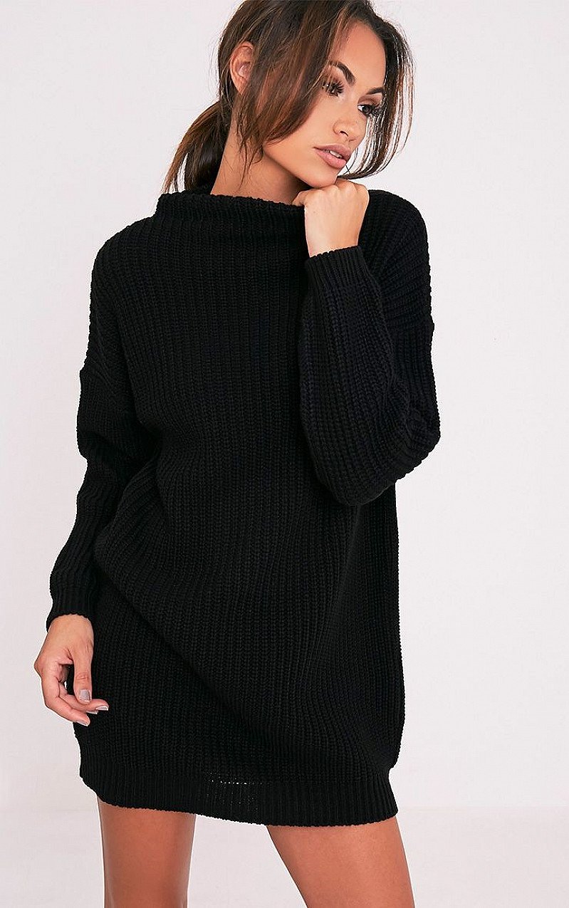 SALE - IFFY BLACK OVERSIZED CABLE KNIT DRESS!