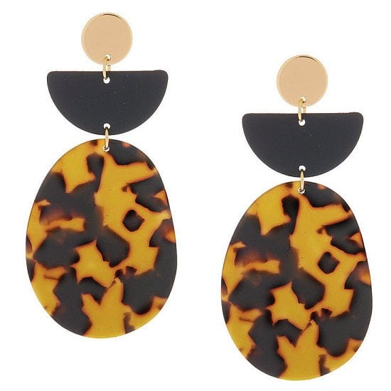 SALE - 3" Resin Tortoiseshell Drop Earrings - Black!