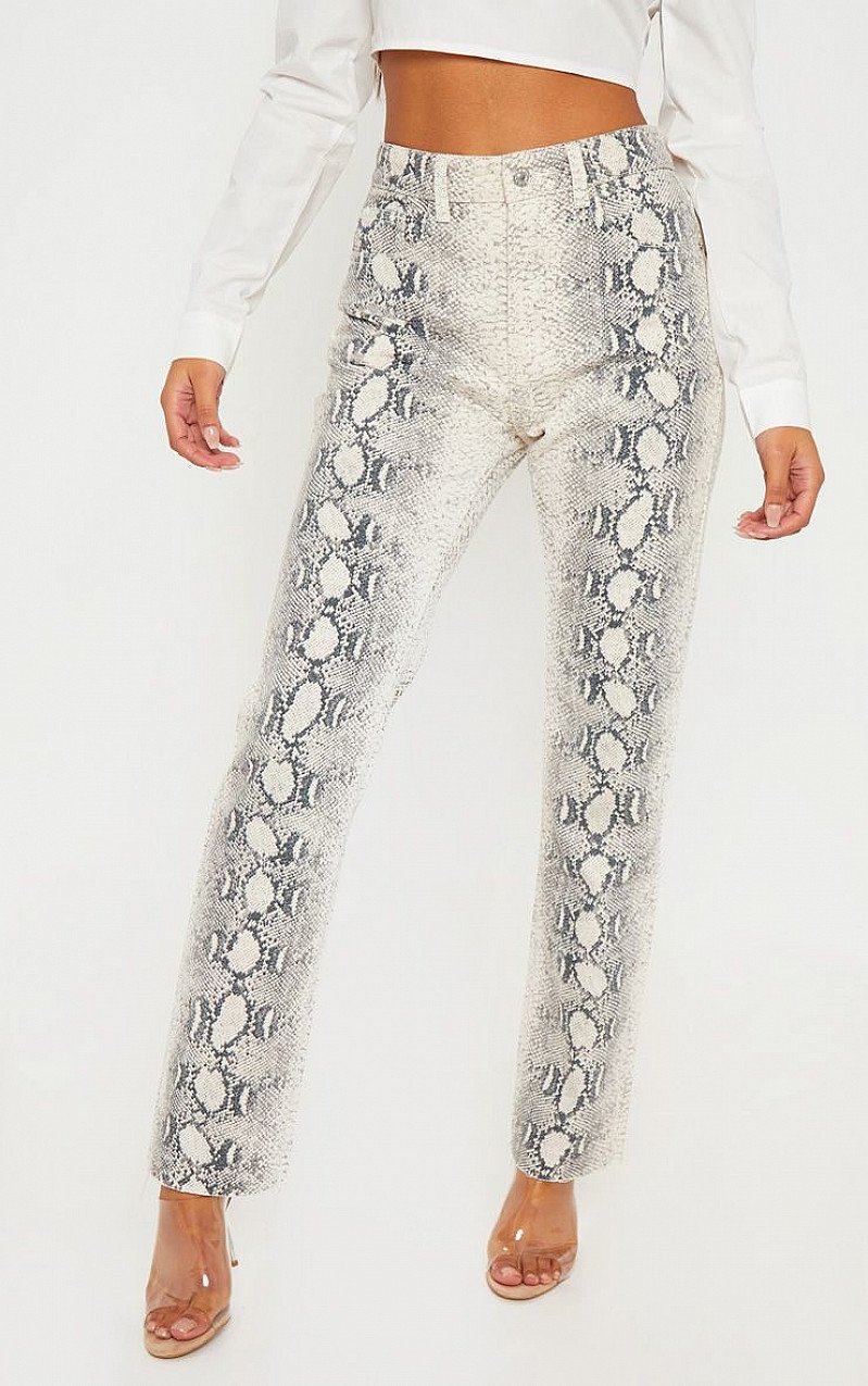 SALE - GREY SNAKE PRINT MOM JEANS!
